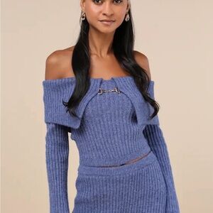 Lulu's Off-Shoulder Sweater in Periwinkle Blue